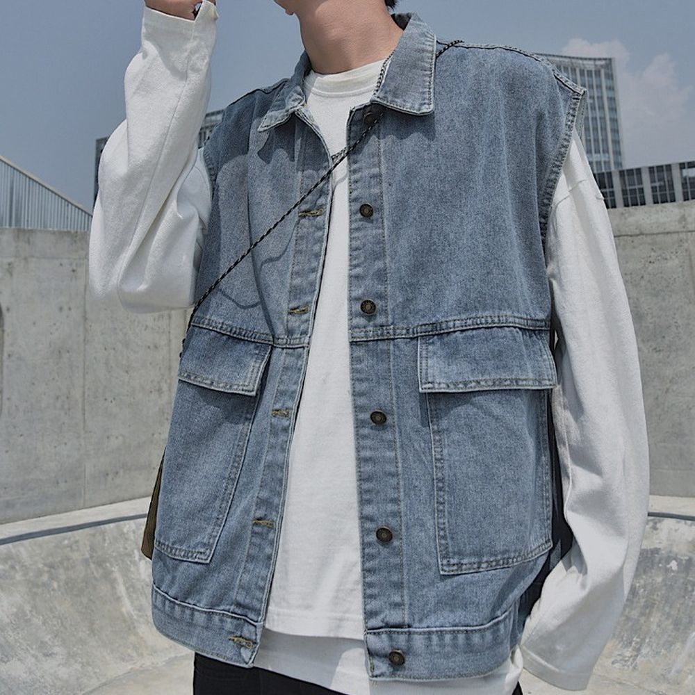 Men's Sleeveless Denim Vest Jacket